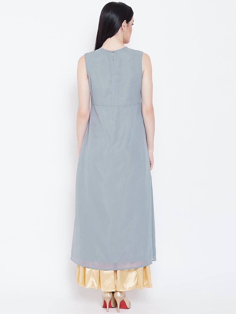 embroidered a-line front slit kurta - 16514768 - Zoom Image - 3