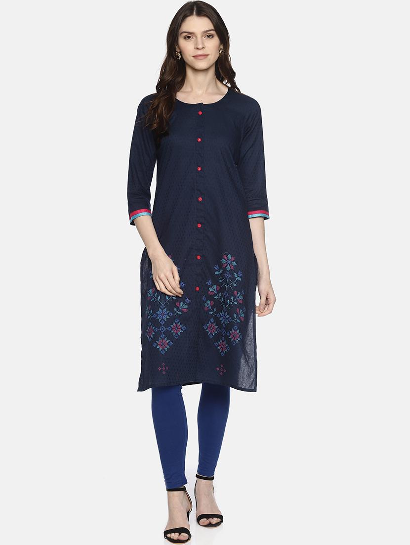 embroidered straight kurta - 16515017 - Zoom Image - 1
