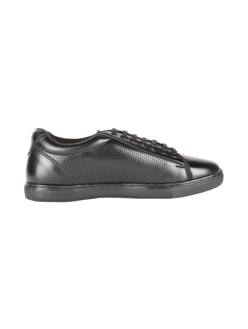 peter england black leather lace-up sneakers - 16516225 - Zoom Image - 2