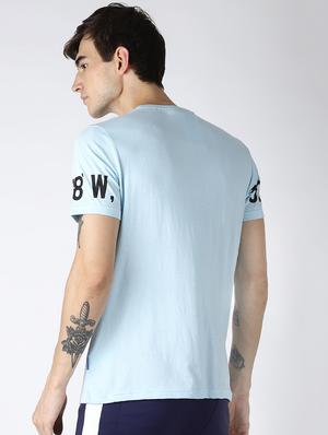 blue typographic chest print t-shirt - 16516746 - Standard Image - 3