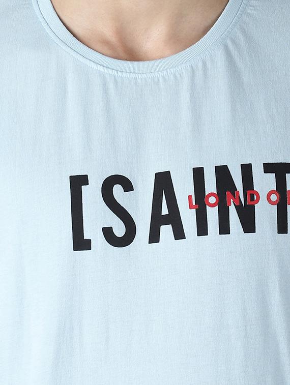 blue typographic chest print t-shirt - 16516746 - Zoom Image - 5