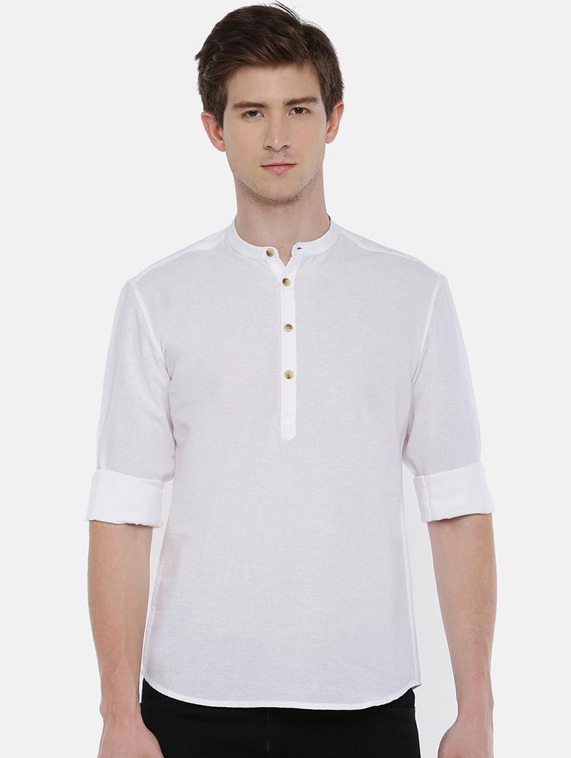 white solid short kurta - 16516780 - Zoom Image - 1