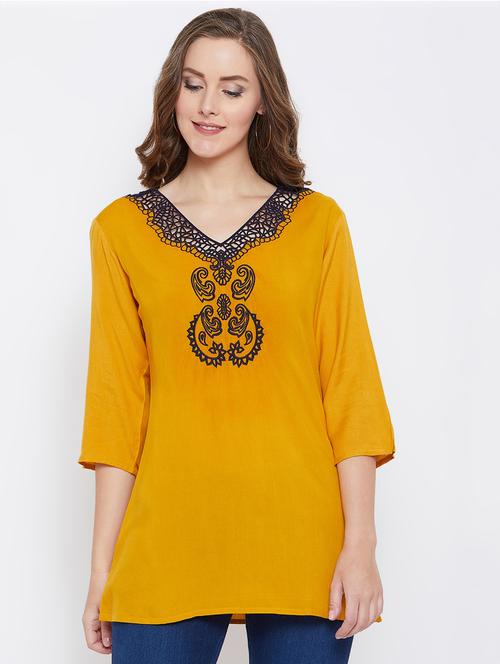 embroidered detail solid tunic - 16517552 - Standard Image - 1
