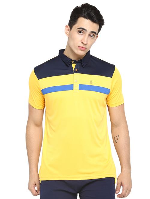 yellow cut & sew collared t-shirt - 16517940 - Standard Image - 1