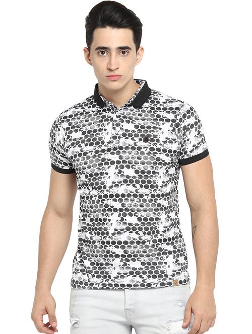 black printed polo t-shirt - 16517949 - Standard Image - 1