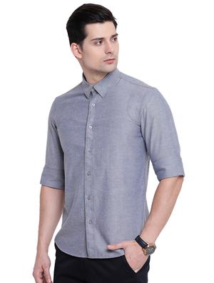 blue solid casual shirt - 16518024 - Standard Image - 2