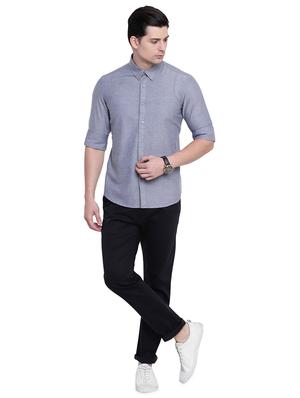 blue solid casual shirt - 16518024 - Standard Image - 4