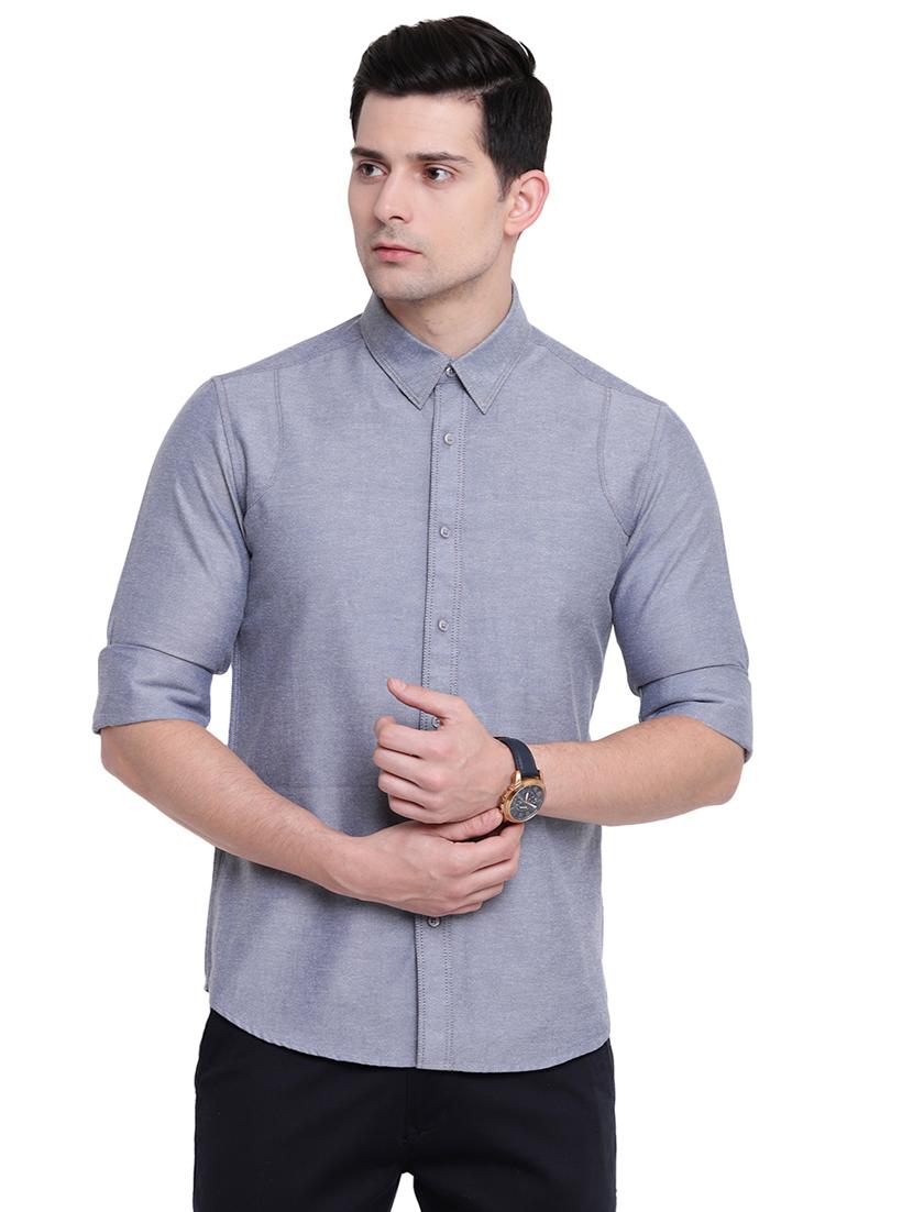 blue solid casual shirt - 16518024 - Zoom Image - 1