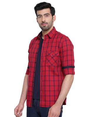 red checkered casual shirt - 16518025 - Standard Image - 2