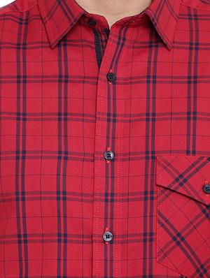 red checkered casual shirt - 16518025 - Standard Image - 5