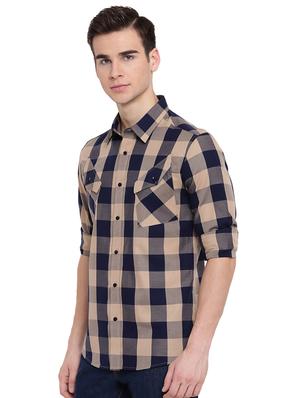 beige checkered casual shirt - 16518026 - Standard Image - 2
