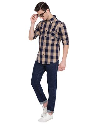 beige checkered casual shirt - 16518026 - Standard Image - 4