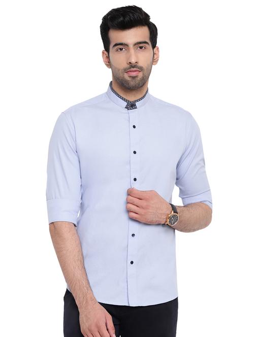 light blue solid casual shirt - 16518028 - Standard Image - 1