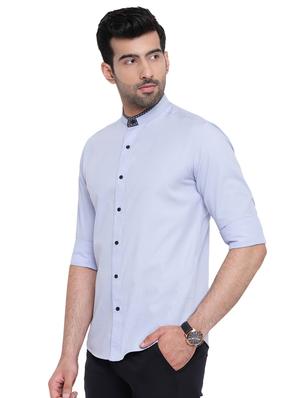 light blue solid casual shirt - 16518028 - Standard Image - 2