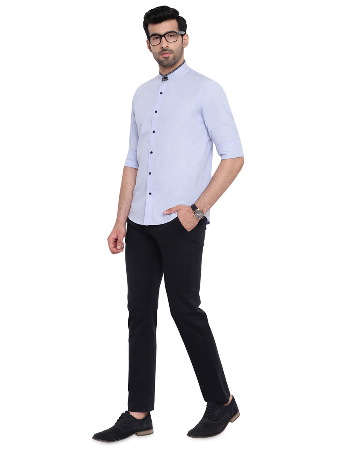 light blue solid casual shirt - 16518028 - Zoom Image - 4