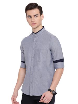 blue solid casual shirt - 16518029 - Standard Image - 2