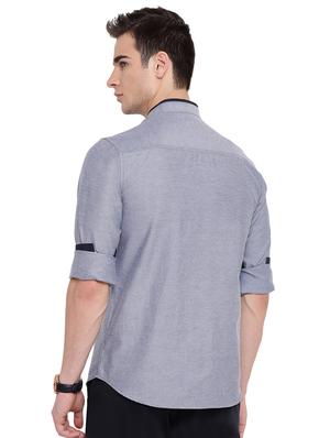 blue solid casual shirt - 16518029 - Standard Image - 3