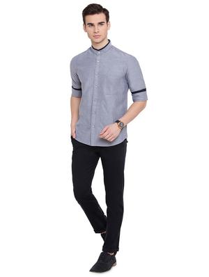 blue solid casual shirt - 16518029 - Standard Image - 4