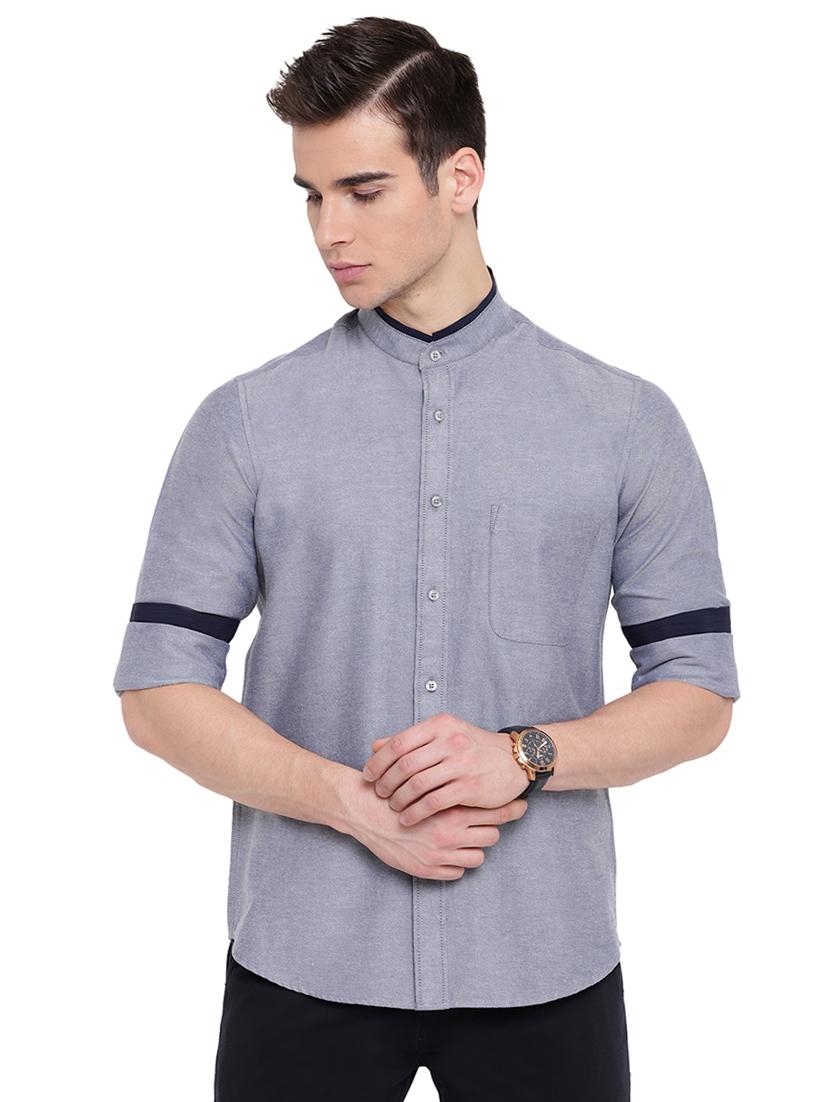 blue solid casual shirt - 16518029 - Zoom Image - 1