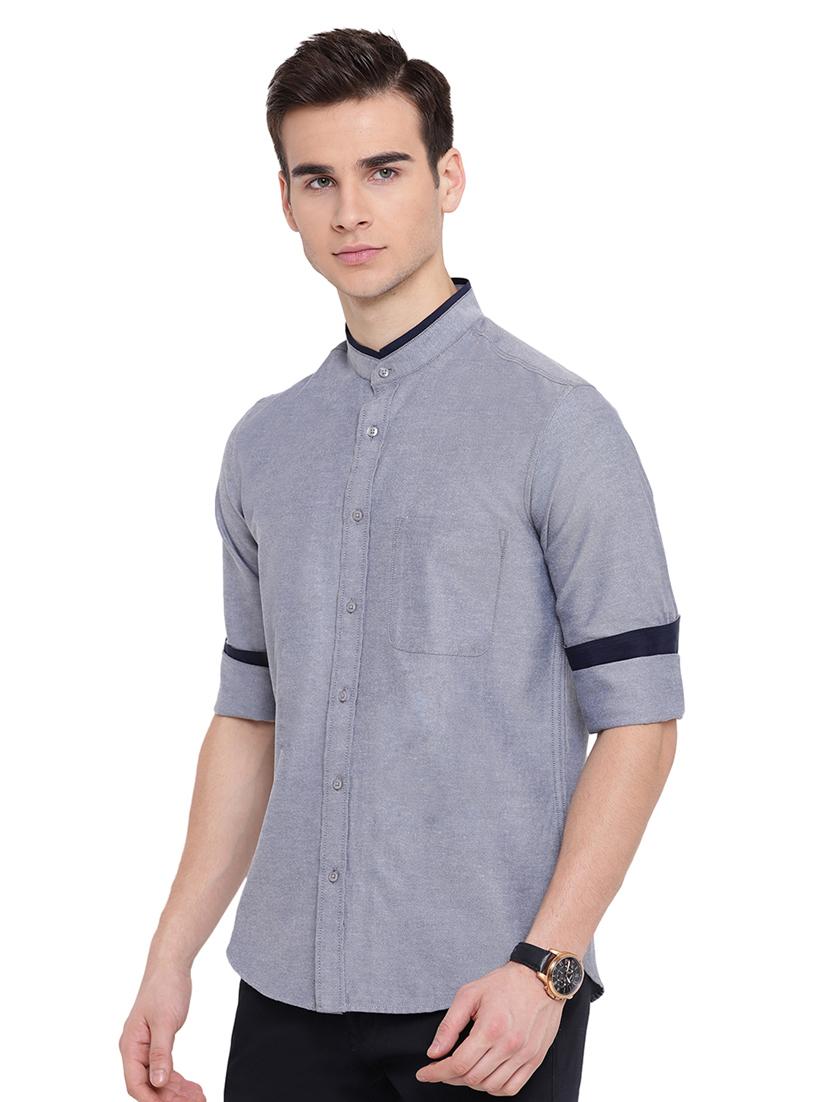 blue solid casual shirt - 16518029 - Zoom Image - 2
