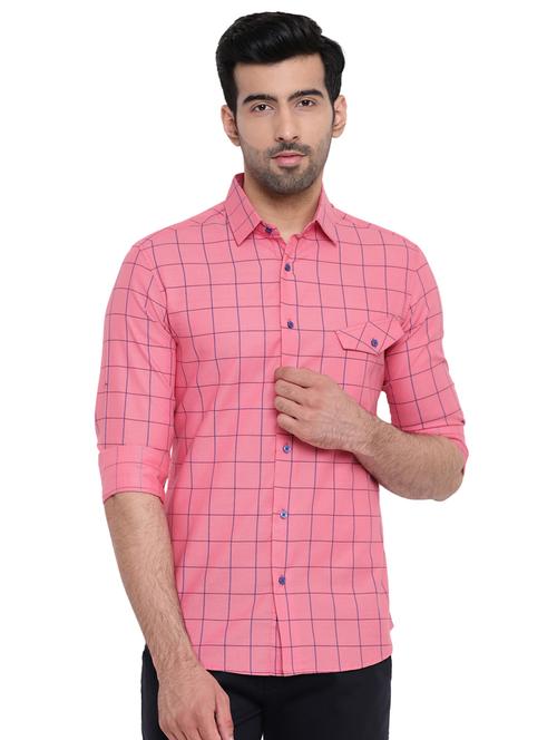 pink checkered casual shirt - 16518031 - Standard Image - 1