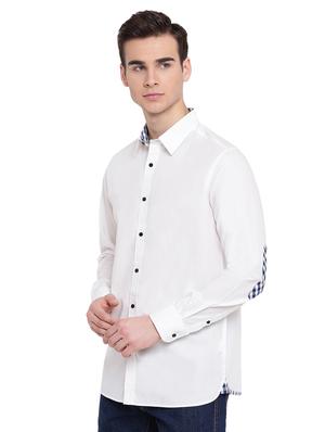 white solid casual shirt - 16518033 - Standard Image - 2