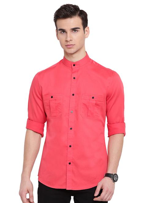 pink solid casual shirt - 16518035 - Standard Image - 1