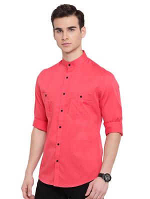 pink solid casual shirt - 16518035 - Standard Image - 2