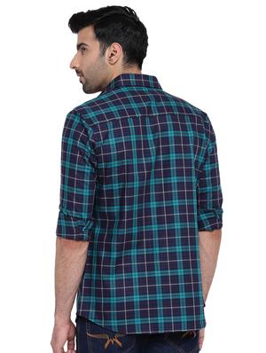dark blue checkered casual shirt - 16518038 - Standard Image - 3