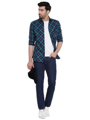 dark blue checkered casual shirt - 16518038 - Standard Image - 4