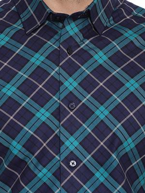 dark blue checkered casual shirt - 16518038 - Standard Image - 5