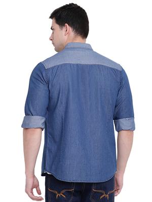 blue denim casual shirt - 16518053 - Standard Image - 3