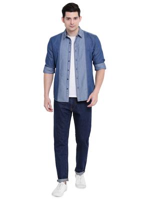 blue denim casual shirt - 16518053 - Standard Image - 4