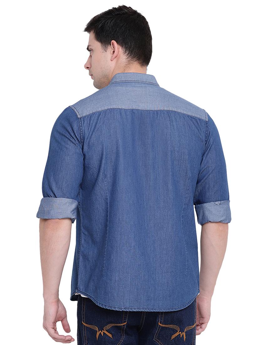 blue denim casual shirt - 16518053 - Zoom Image - 3