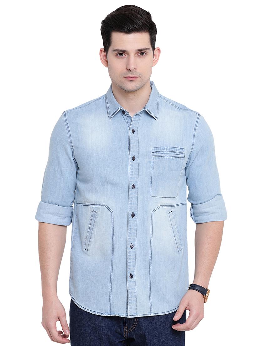 blue denim casual shirt - 16518055 - Zoom Image - 1