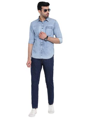 blue denim casual shirt - 16518058 - Standard Image - 4