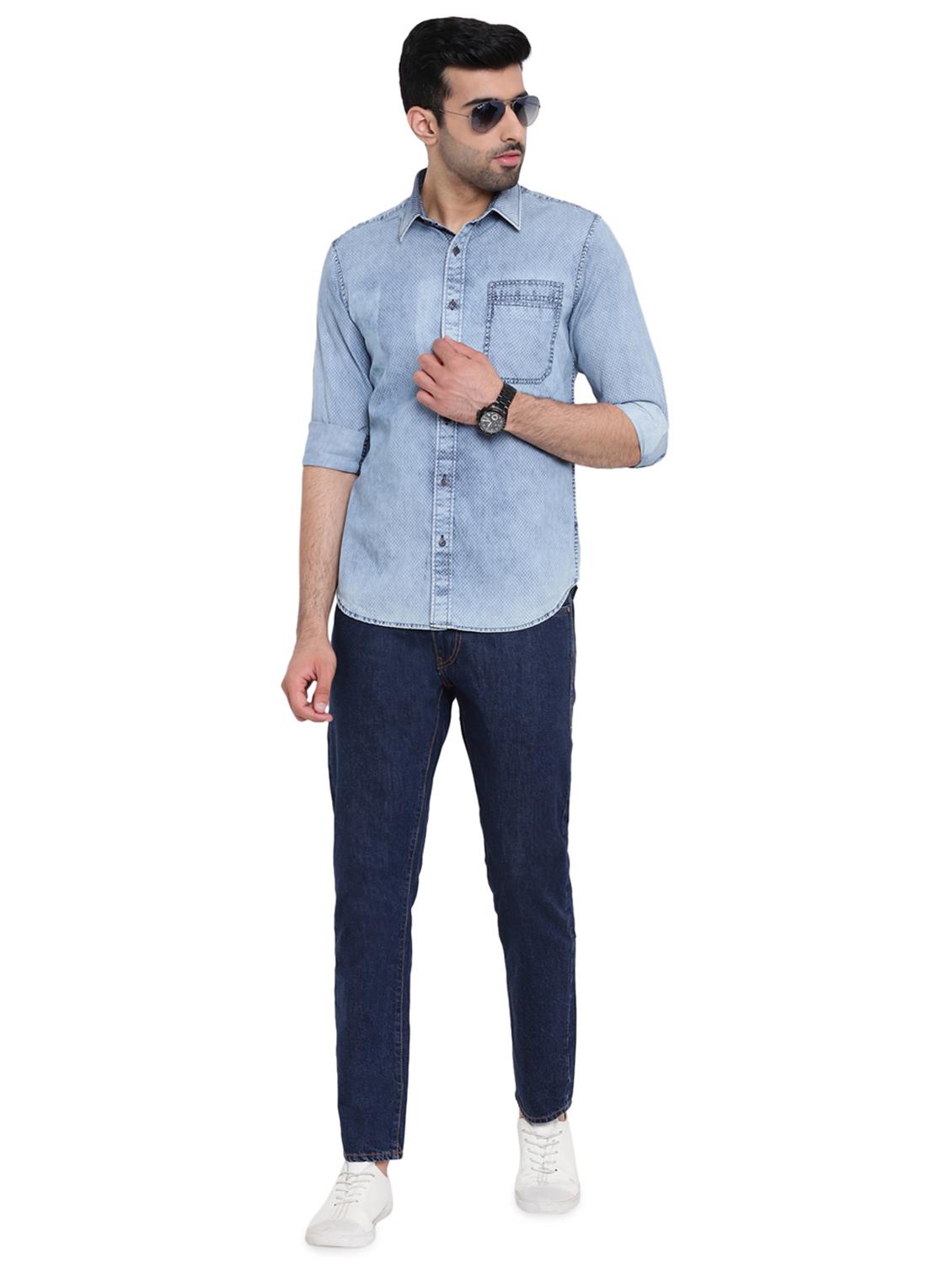 blue denim casual shirt - 16518058 - Zoom Image - 4