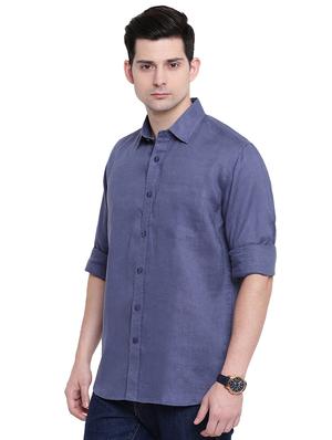 blue linen casual shirt - 16518066 - Standard Image - 2