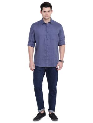 blue linen casual shirt - 16518066 - Standard Image - 4