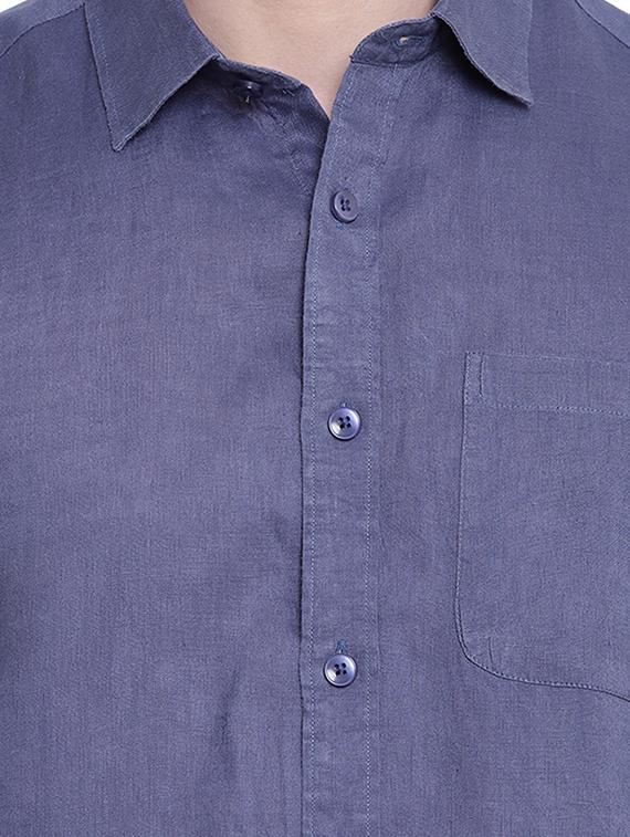 blue linen casual shirt - 16518066 - Zoom Image - 5
