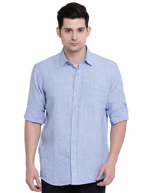 blue linen casual shirt - 16518069 - Standard Image - 1