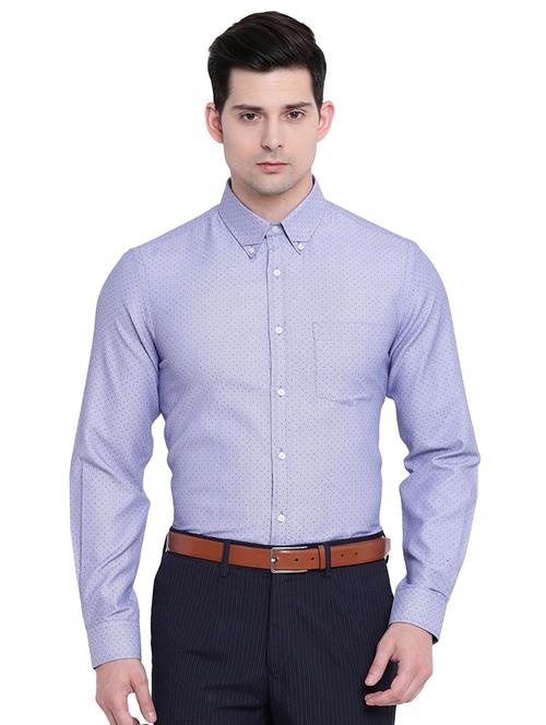 blue printed formal shirt - 16518179 - Standard Image - 1