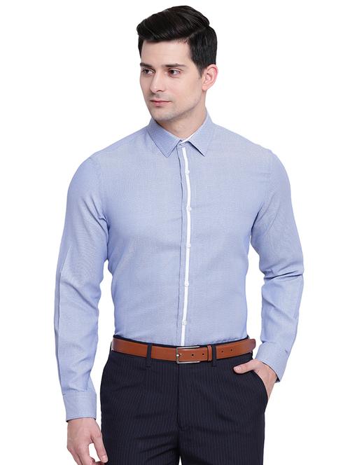 light blue printed formal shirt - 16518182 - Standard Image - 1