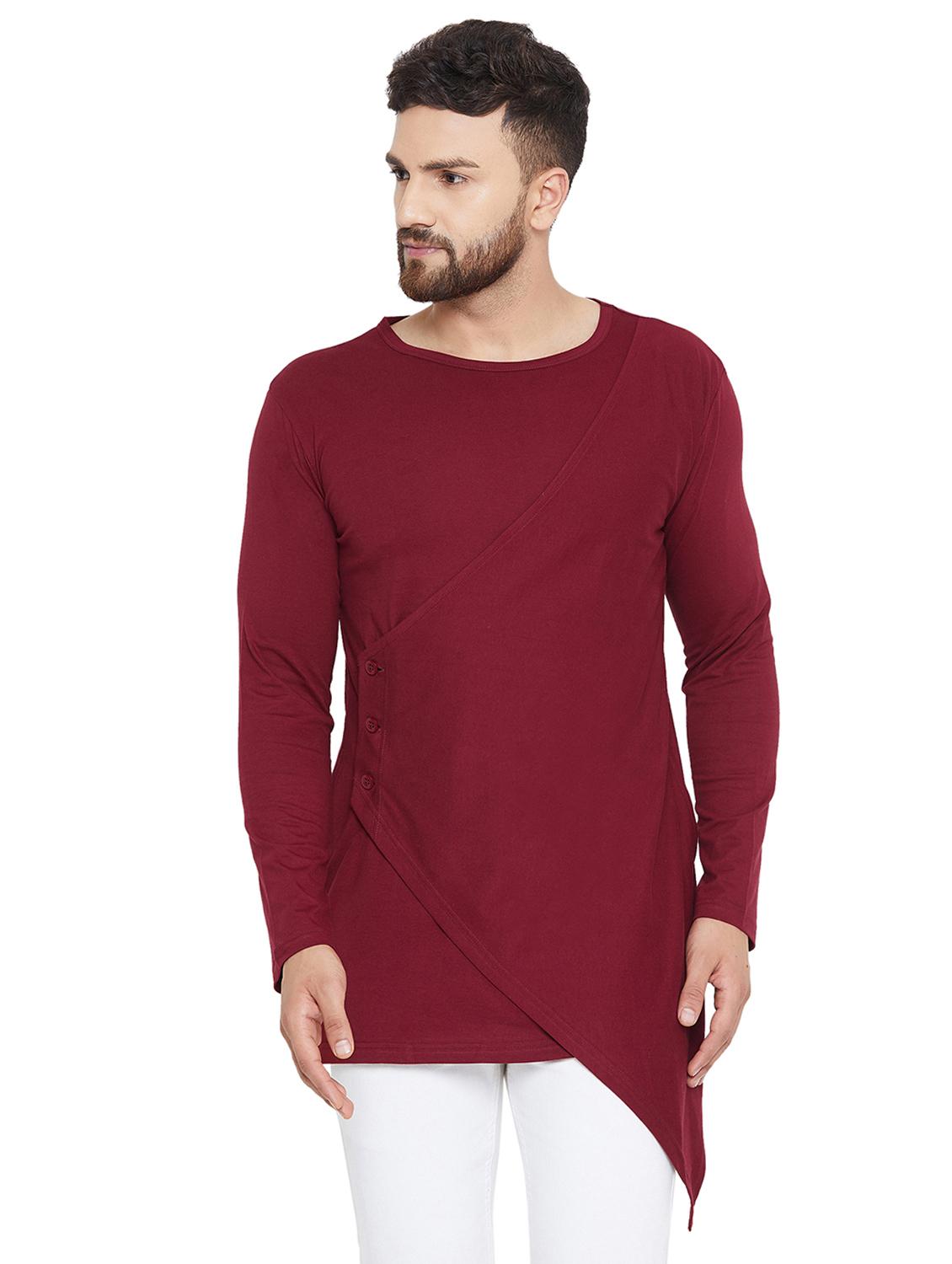 maroon solid asymmetric t-shirt - 16518738 - Zoom Image - 1