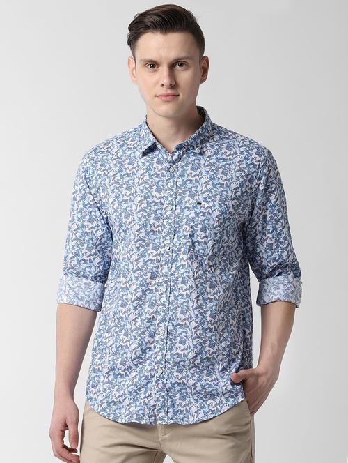 blue printed casual shirt - 16518875 - Standard Image - 1