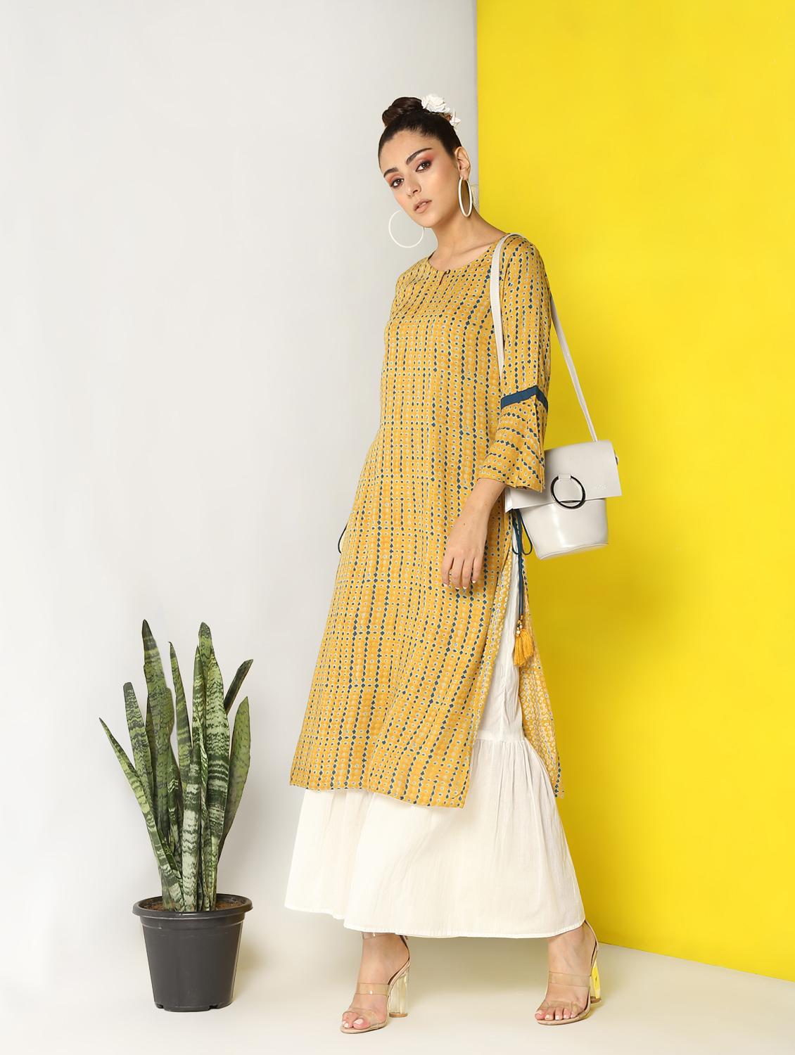 printed kurta with sharara set - 16519036 - Zoom Image - 1