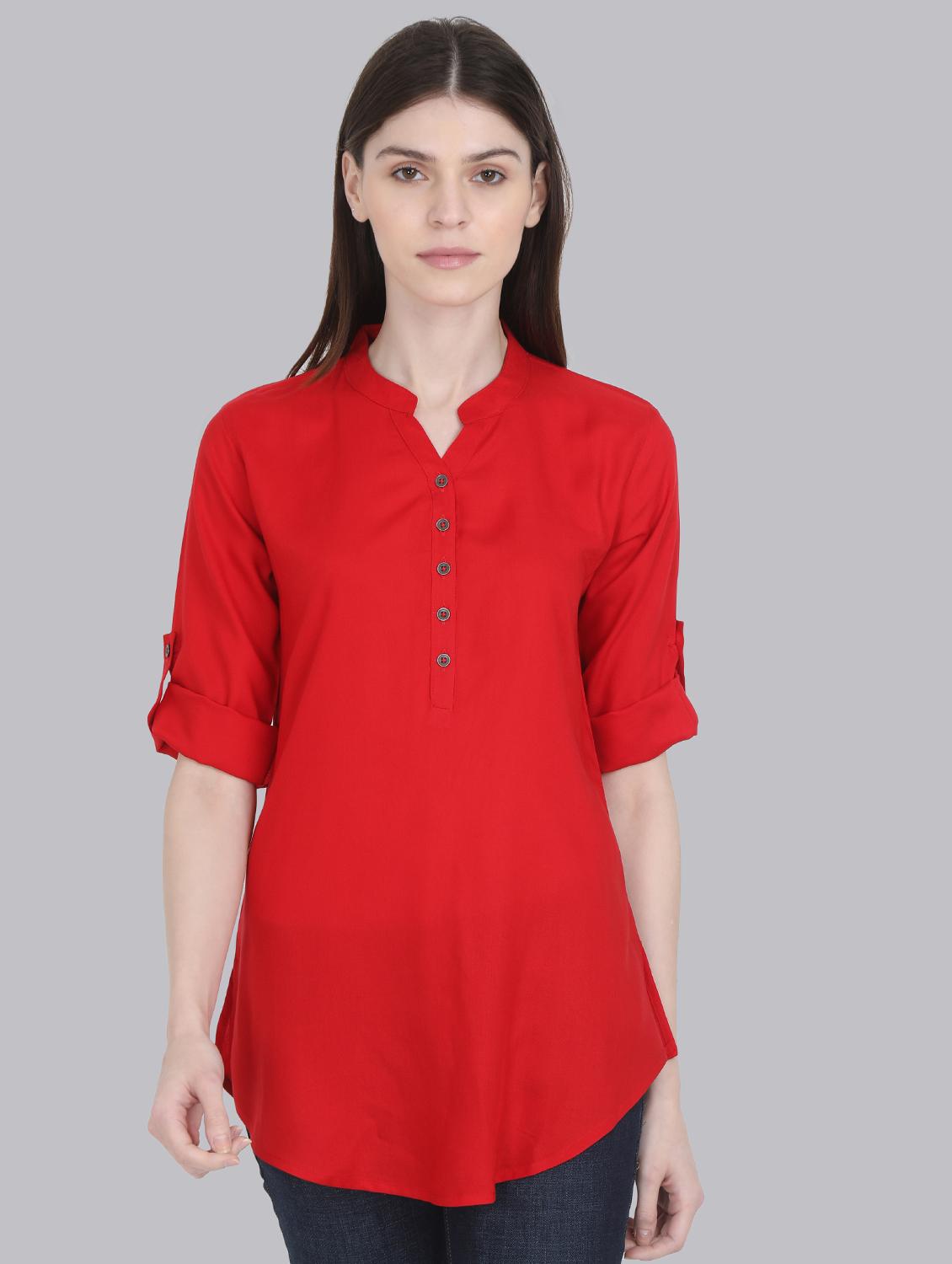 solid a-line kurti - 16519189 - Zoom Image - 1