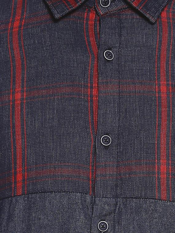 blue checkered casual shirt - 16519220 - Zoom Image - 4