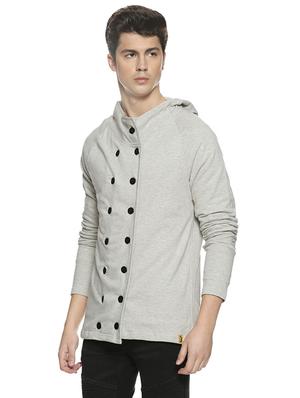 grey solid double breasted casual jacket - 16519228 - Standard Image - 2