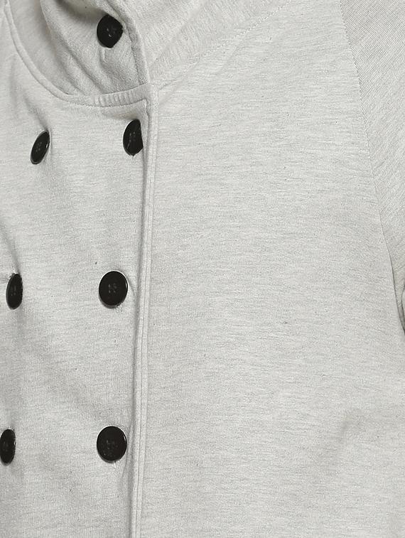 grey solid double breasted casual jacket - 16519228 - Zoom Image - 4